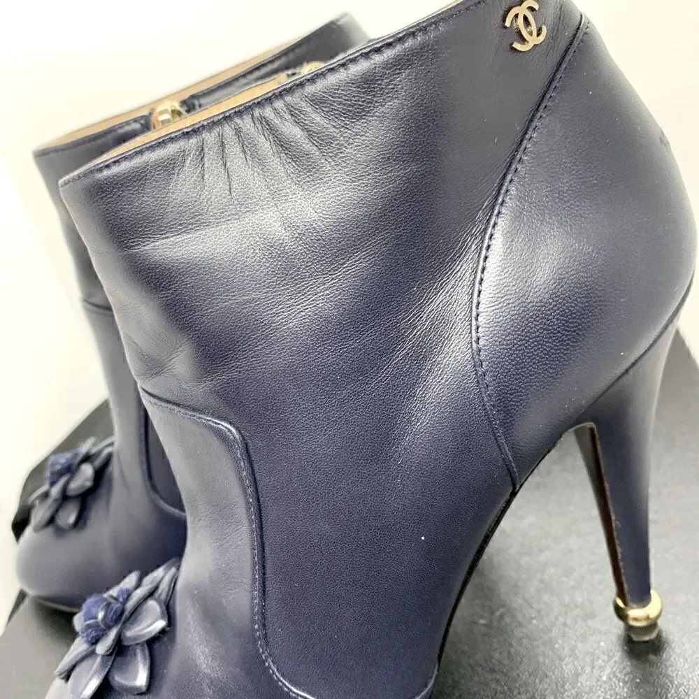 CHANEL Lambskin Short Boots 15A Size: 38
